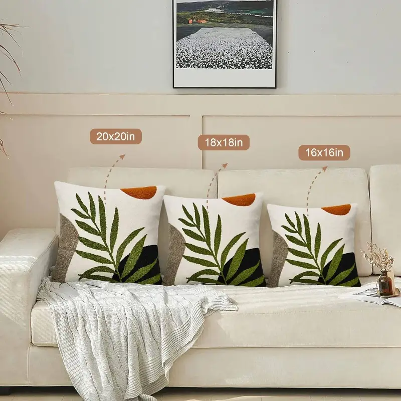 boho pillow covers 20x20 tufted modern throw pillow covers abstract leaf pillow cover bohemian aesthetic boho pillows decorative large pillows couch bed sofa living room 1pc Product details 5