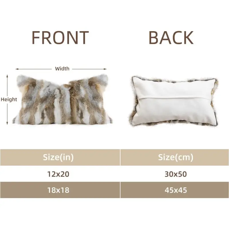 genuine rabbit fur throw pillow covers set of 2 luxury decorative pillowcases soft fluffy animal bolster cushion cover for couch sofa bedroom living room home 12x20inch yellow white Product details 5