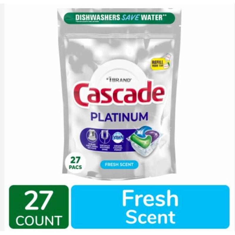 TEMU Cascade Platinum Dishwasher Detergent Pods 27 Ct