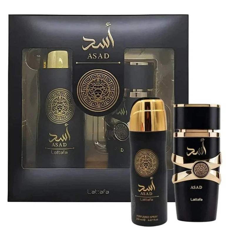 Asad by Lattafa 2 Pcs Gift Set With 100ml EDP and 200ml Perfumed Spray