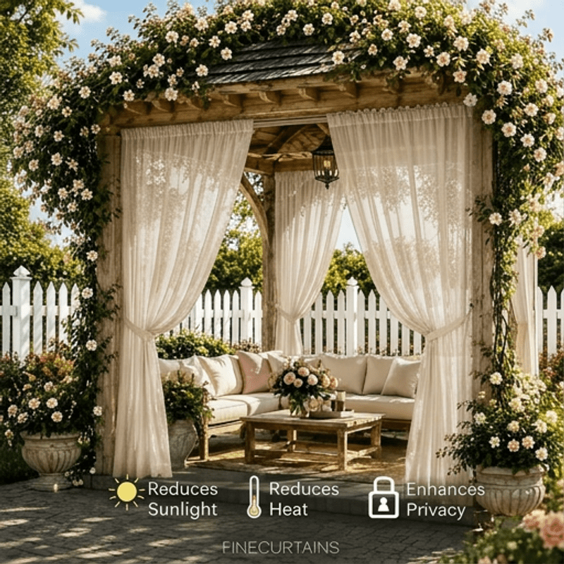   Outdoor Curtains for Porch, Patio, Pergola, Gazebo, Cabana – Decorative, LightWeight, Rod Pocket, Privacy, Weather & Fade Resistant, Light Filtering Curtains -   Summer