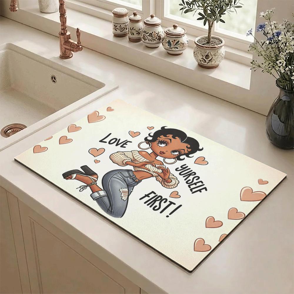 Absorbent Dish Drying Mat Non Slip Kitchen Counter Mat Quick Dry Drain Pad For Coffee Bar Tableware Dinnerware Drying Pet Food Feeding Pad Reusable Multi Purpose Home