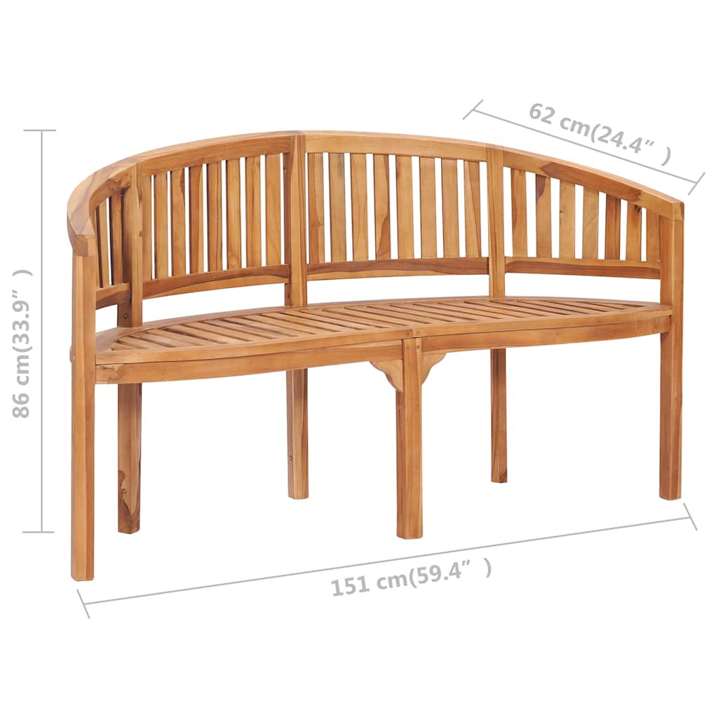 vidaXL Teak Wood Banana-Shaped Garden Bench for Indoor and Outdoor Spaces