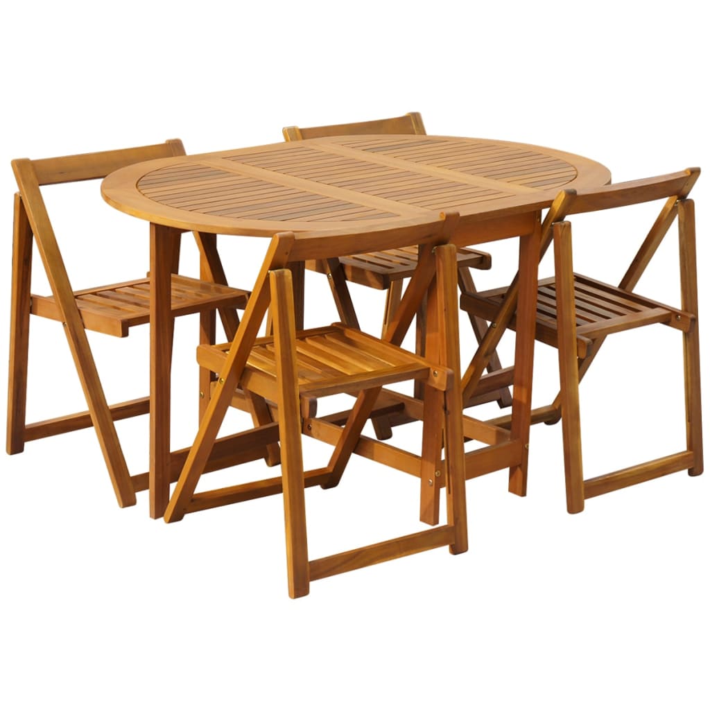 vidaXL Garden Table Folding Brown Solid Acacia Wood Outdoor Surface Patio