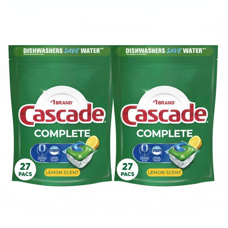 TEMU (2 Pack) Complete Dishwasher Detergent, Lemon Scent, 27 Count
