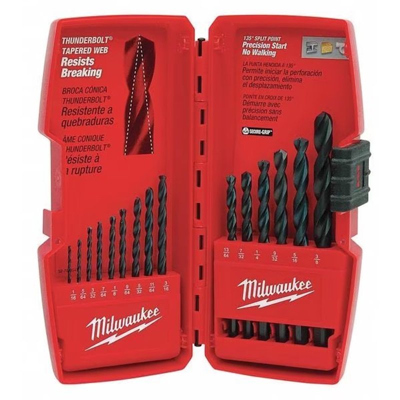 TEMU Thunderbolt Black Oxide Drill Bit Set - 15 Pc, Strong , Durable Material, , Multi-surface, Long Lasting