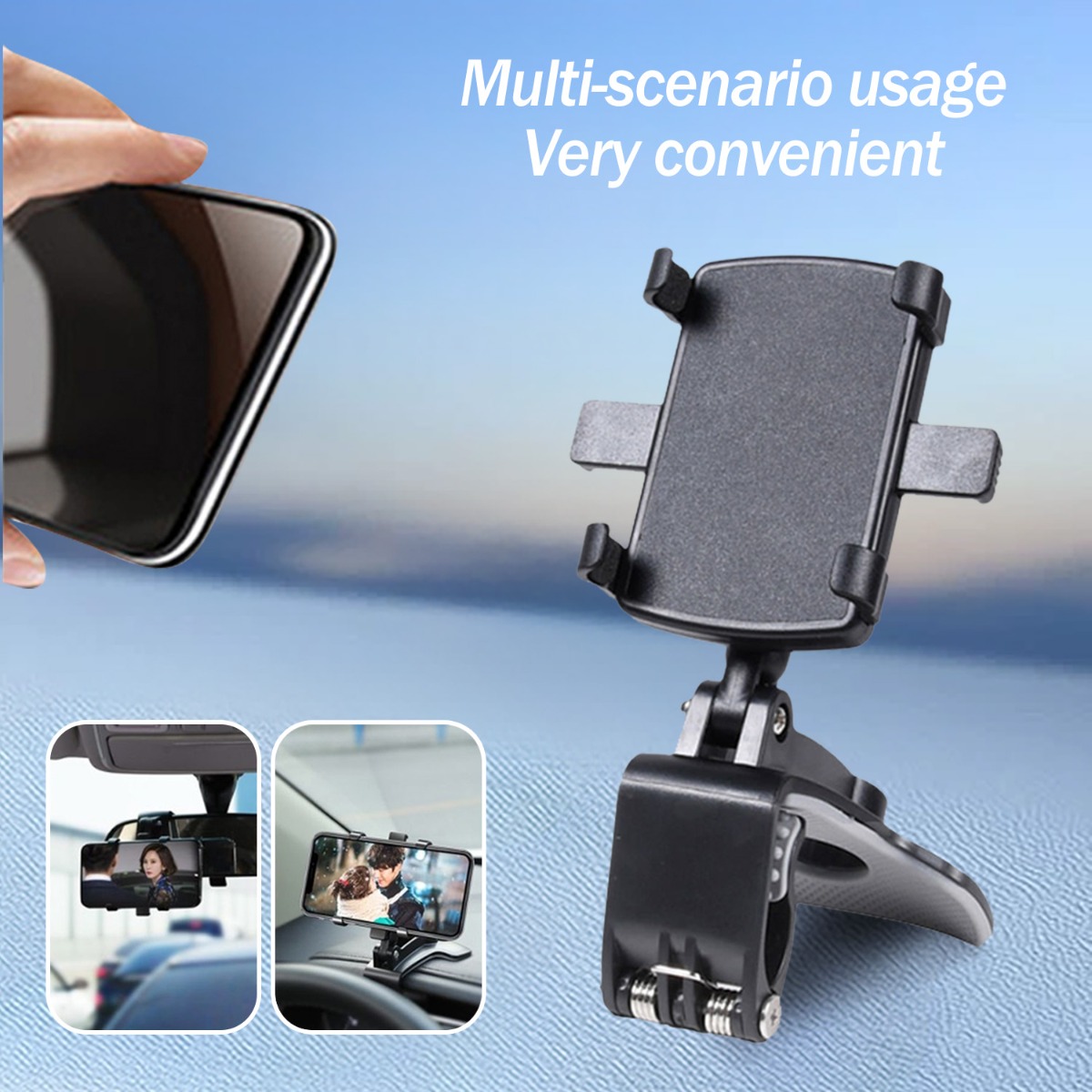 TEMU Car Dashboard Phone Holder, Multifunctional 360-degree Rotating Holder, Universal For Mobile Phones And Cars, Black