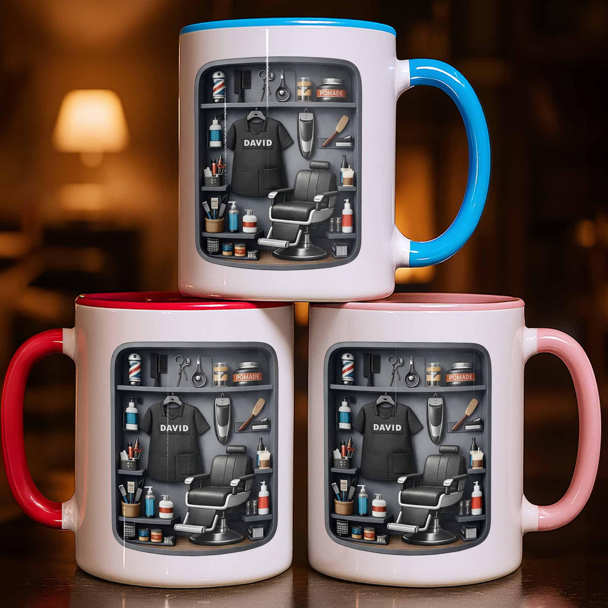 Personalized Barber 3d Effect Ceramic Mug, Hair Stylist Gift, Barber Shop Coffee Cup, Gift For Him, Hairdresser Appreciation, Birthday Gift