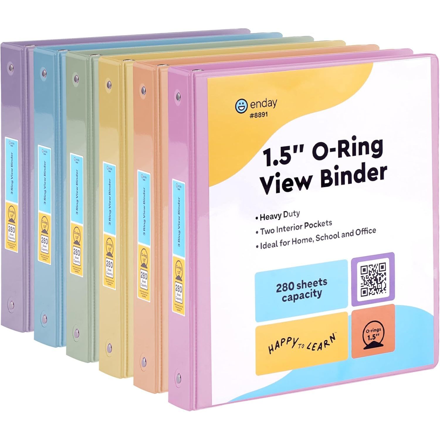 TEMU Enday 0.5/1/1.5/3 Inch Binder 3 Ring Binder (6 Pack - Assorted Colors) O-ring Binder With Cover And 2 Inside Pocket - For Letter Size 8.5 X 11''