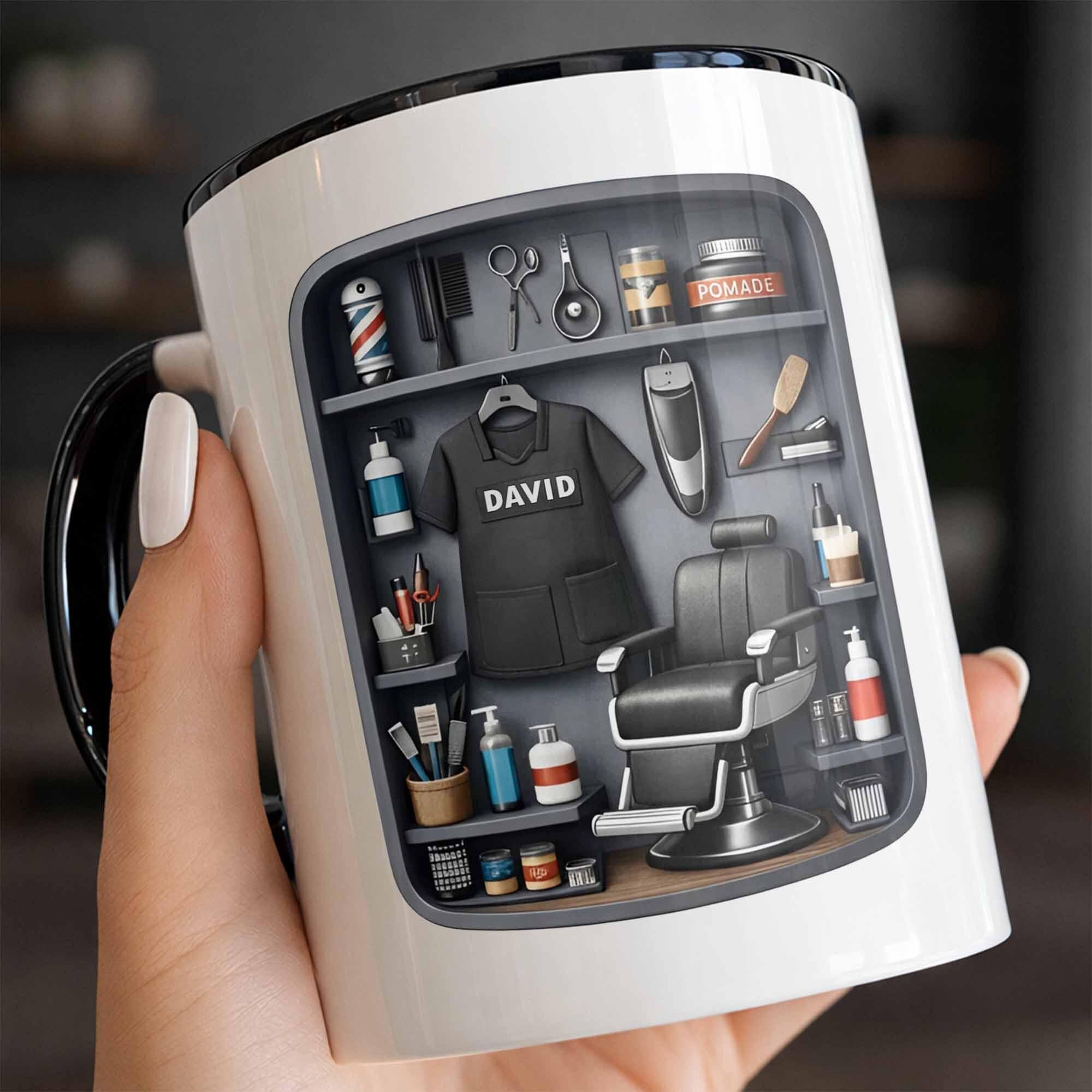Personalized Barber 3d Effect Ceramic Mug, Hair Stylist Gift, Barber Shop Coffee Cup, Gift For Him, Hairdresser Appreciation, Birthday Gift