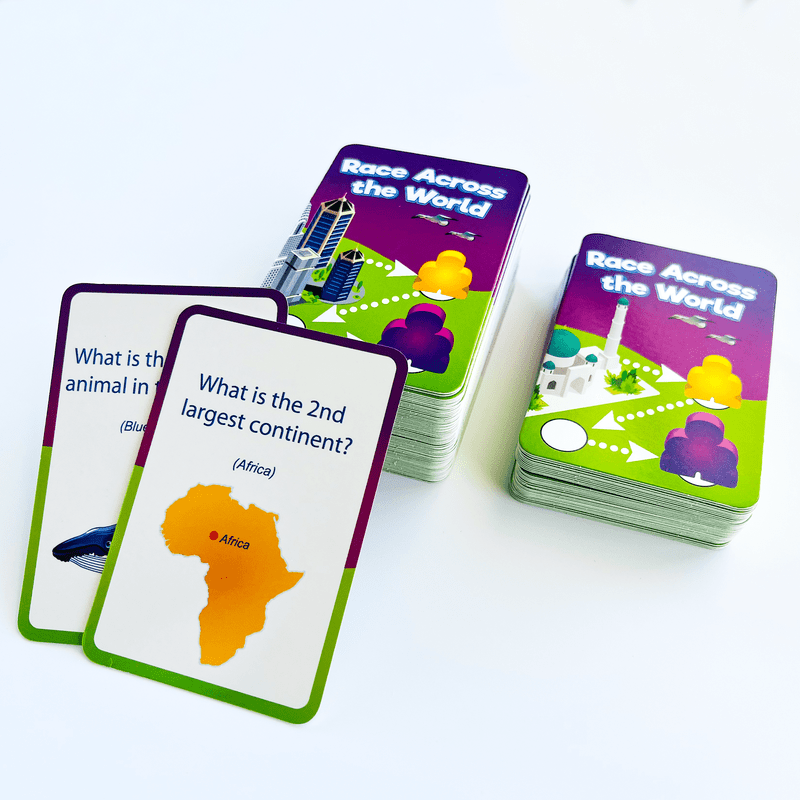 QUOKKA Board Game 1 to 10 Players - Learning, Educational - Geography, World - 100 Question Cards, Top Facts - Kids, Teens, Adults, Family