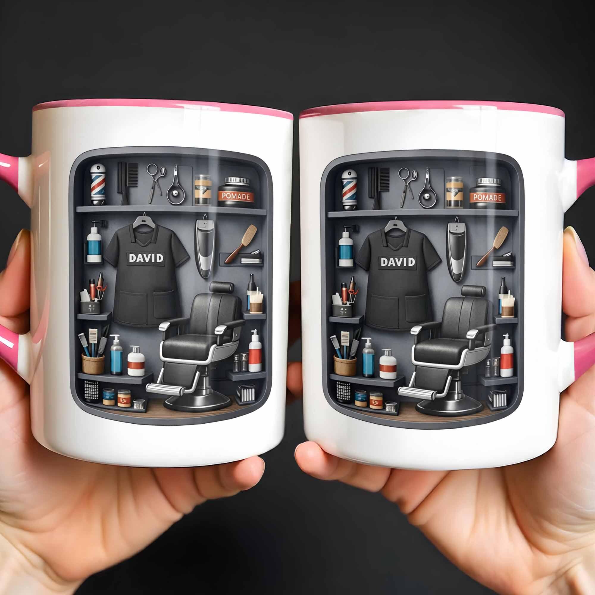 Personalized Barber 3d Effect Ceramic Mug, Hair Stylist Gift, Barber Shop Coffee Cup, Gift For Him, Hairdresser Appreciation, Birthday Gift