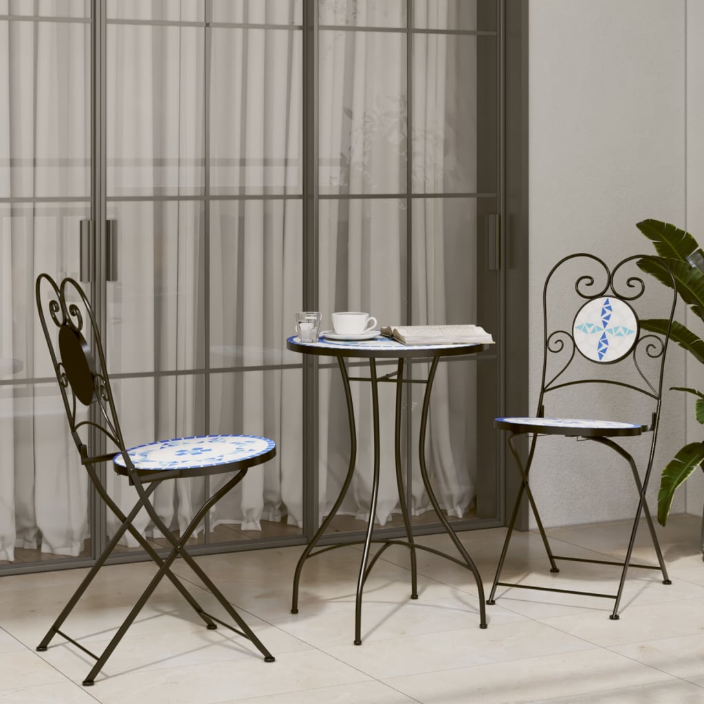 3pcs vintage black white ceramic tile bistro set metal frame Temu