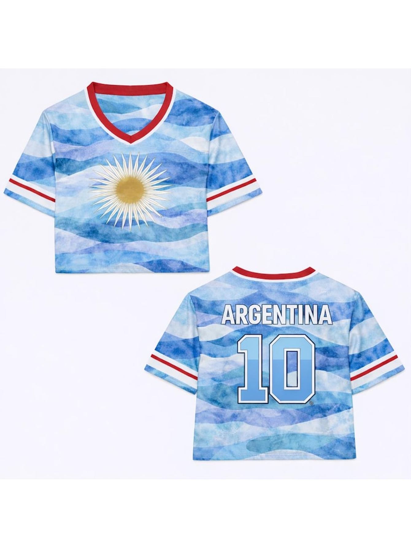 Personalized Argentina Crop Top Football Jersey - Custom Name Number, Argentina Pride Fan Shirt, North America World Football Party 2026 - Image 3