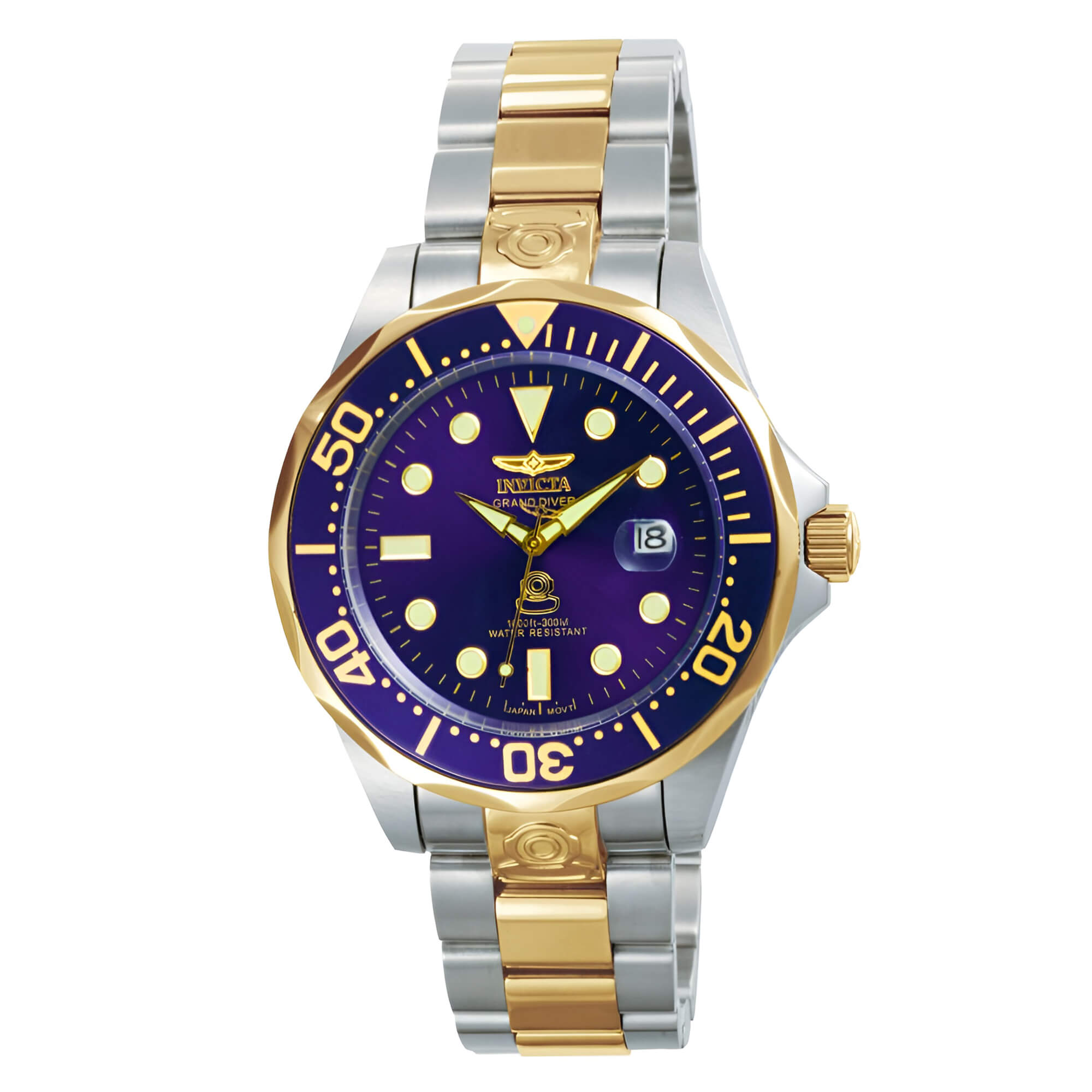 Invicta 3049 Men' 2 Tone Golden Plated Blue Dial Watch