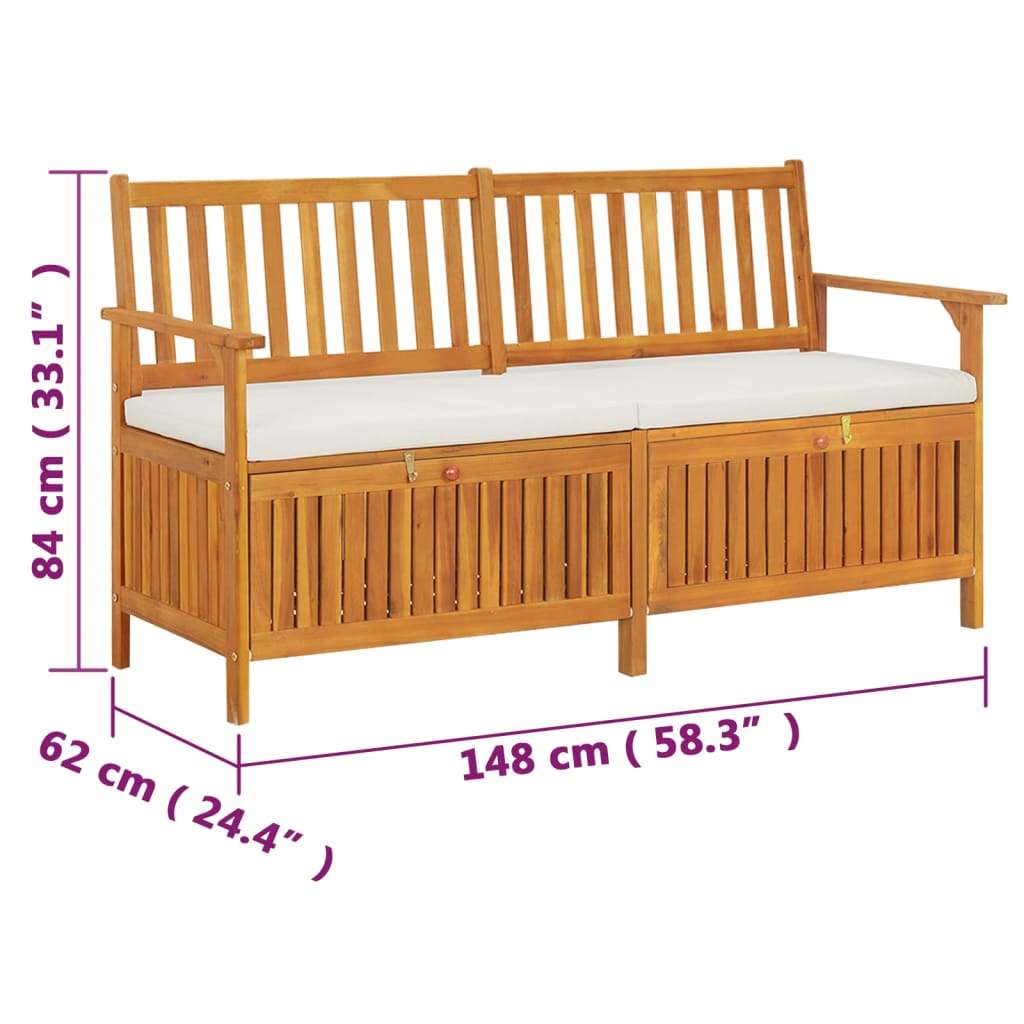 vidaXL Outdoor Storage Bench Deck Box for Patio Furniture Solid Wood Acacia