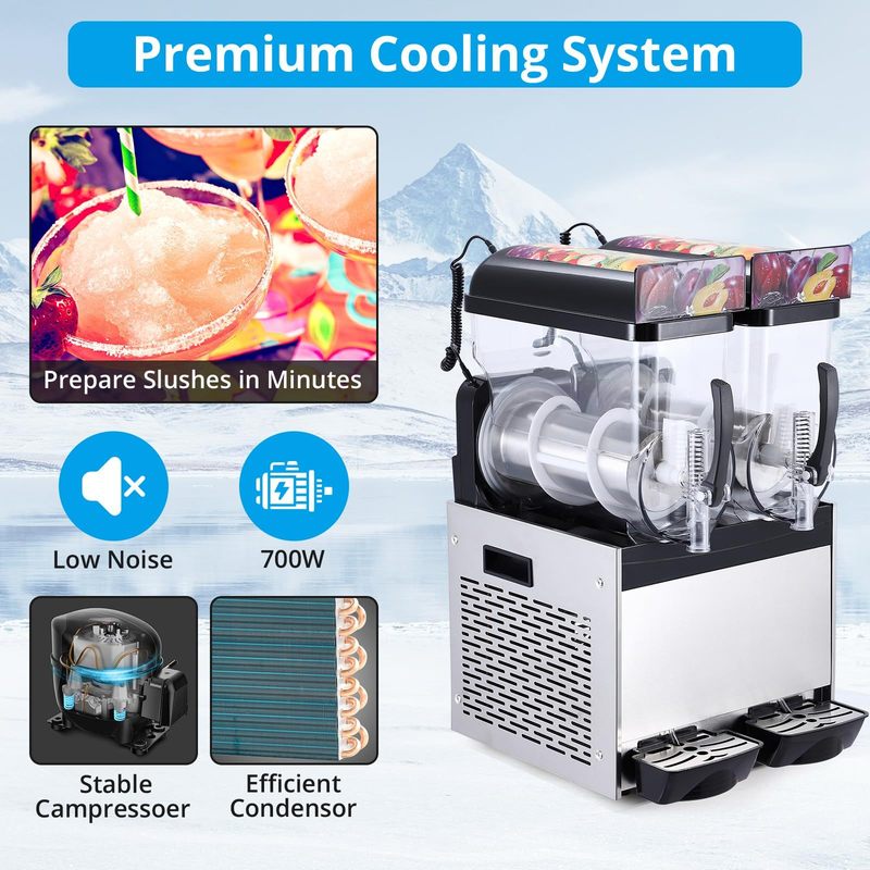 commercial slushie machine 15l 2   triple tank   stainless steel self cleaning high speed mixing     drinks margaritas coffee cocktails   black Product details 4