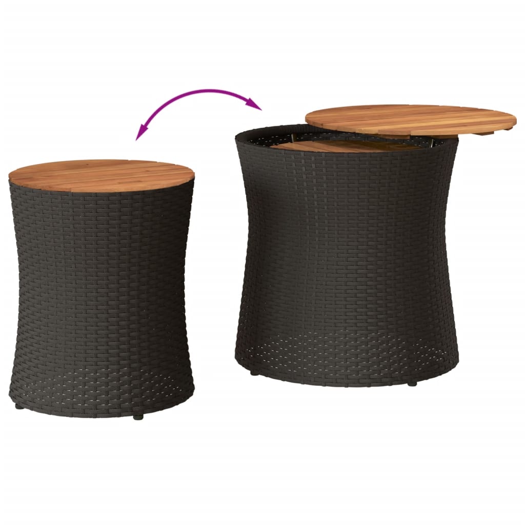 vidaXL Patio Side Tables 2 pcs with Wooden Top Beige Poly Rattan