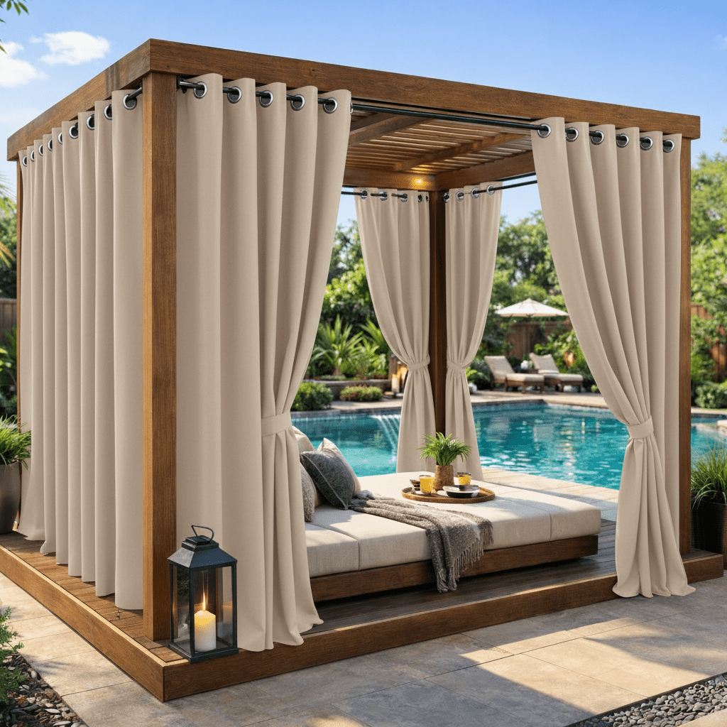 4 panels outdoor blackout curtains grommet top waterproof weather fade resistant sunlight blocking privacy curtains for patio pergola gazebo porch