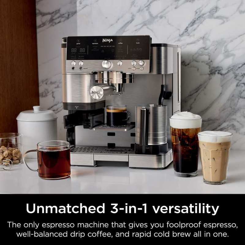r es601 luxe caf   espresso machine drip coffee cold brew grinder tamper frother silver certified refurbished Product details 0