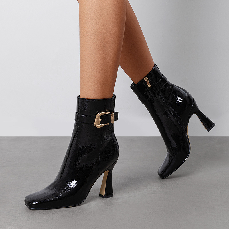 Bottines En Cuir Pour Femme - Talon Carré 3 Cm, Confortables - Style Décontracté Pour Hiver Et Sorties