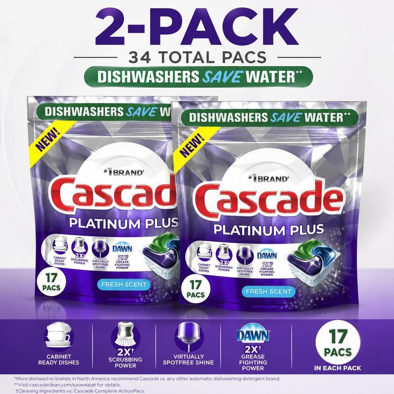 TEMU (2 Pack) Dishwasher Detergent , Fresh, 17 Count