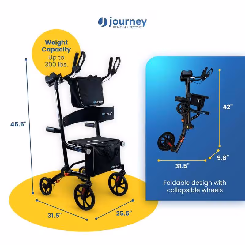 journey upright foldable walker for seniors with 10 front wheels and lights Product details 2
