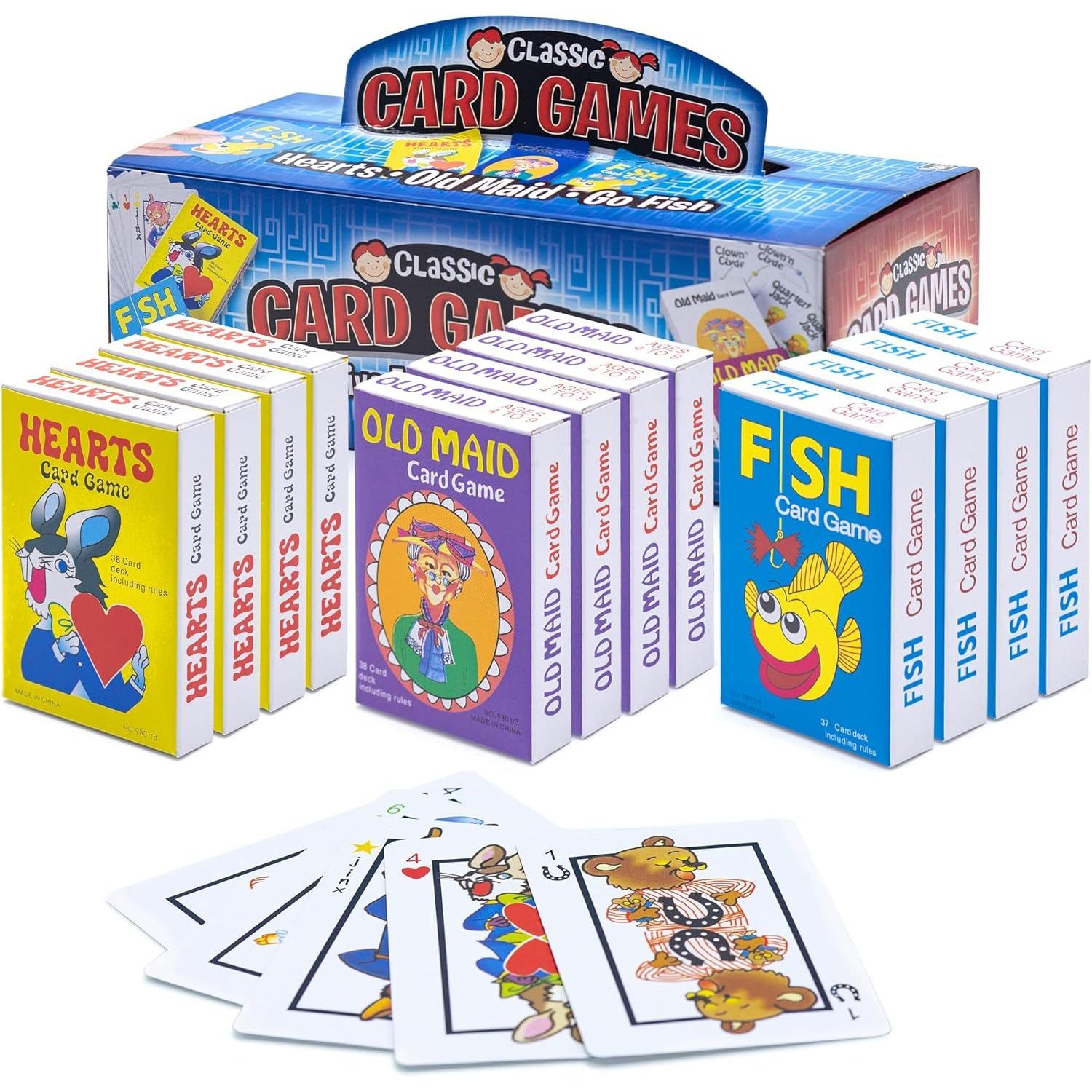 TEMU Games Bulk – 12 For Kids Ages 4-9, Multi Pack Set Includes: Hearts, , & Old Maid Playing Cards For , Party Favors & Classroom Prizes