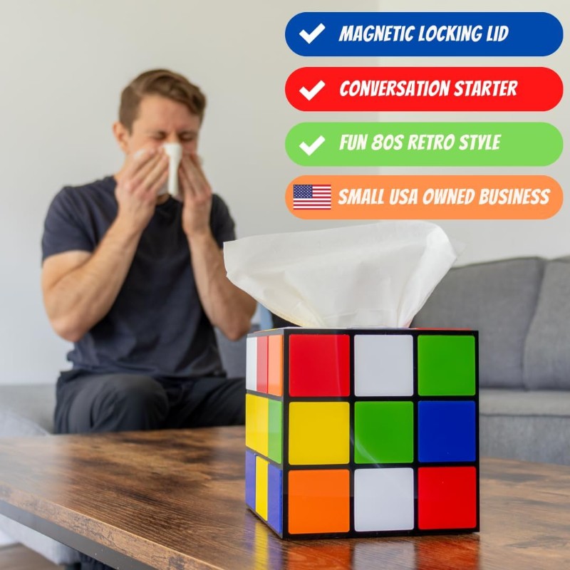 magic cube tissue box cover   decor funky furniture magnetic bottom lid   80 s home decor funny tissue box cover Product details 2