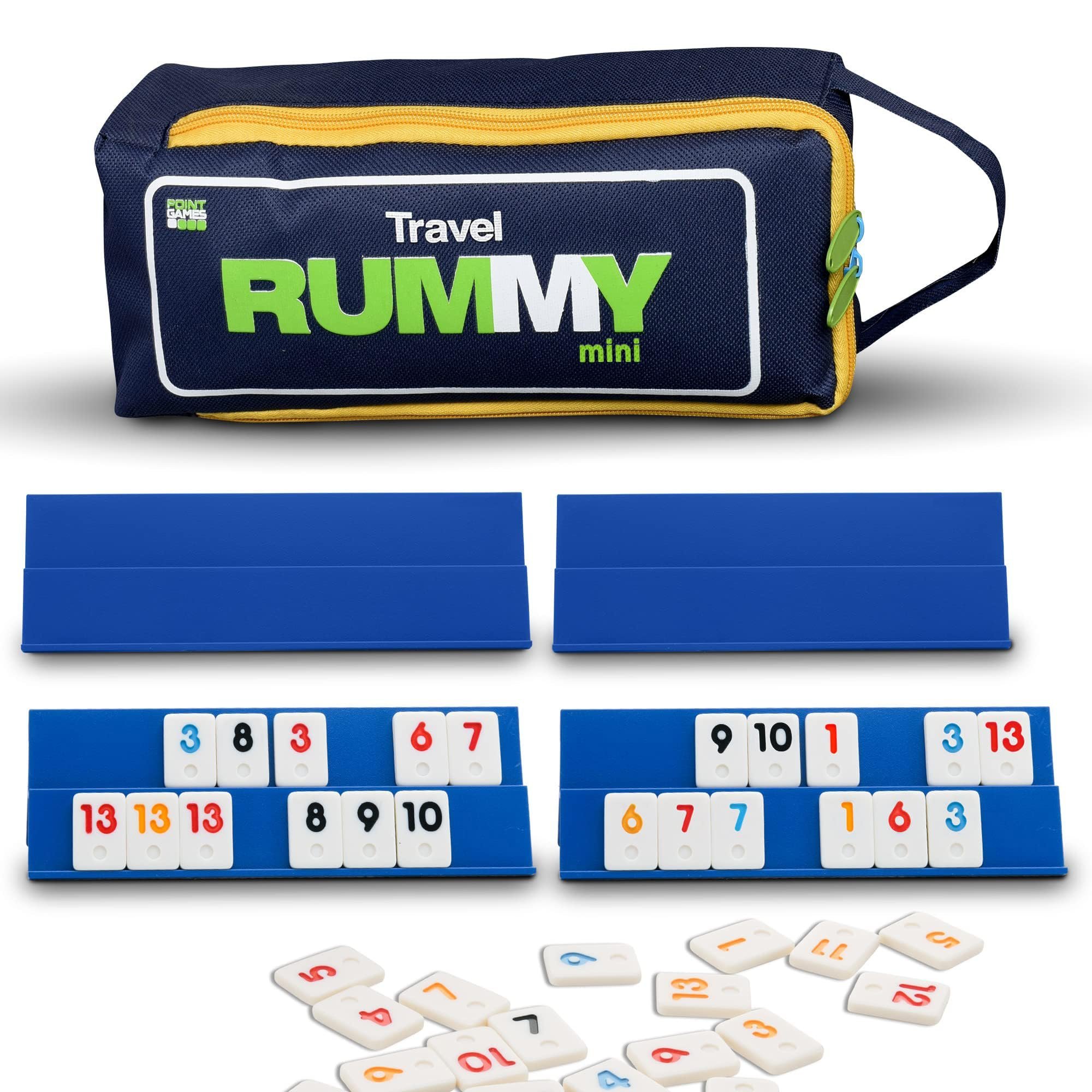 TEMU Classic Mini Rummy Game Set With 4 Folding Playing Racks In Travel Bag, For 2- Great Gift For Adults And Kids