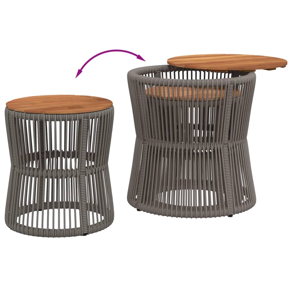 vidaXL Patio Side Tables 2 pcs with Wooden Top Beige Poly Rattan