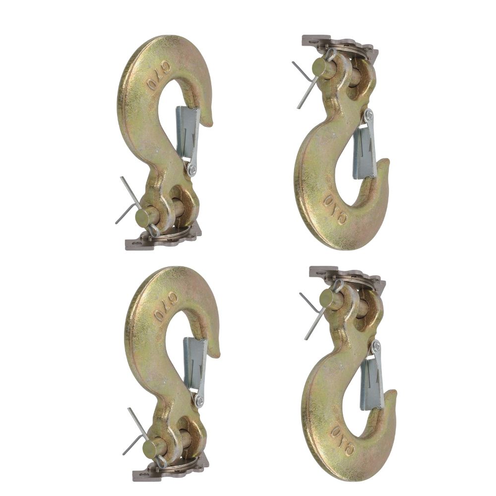 TEMU G70 Steel Clevis Slip Hooks 4 Pack - 5/16 Inch 14000 Lbs Capacity Chain Hooks With Security Latch For & Heavy Duty Towing