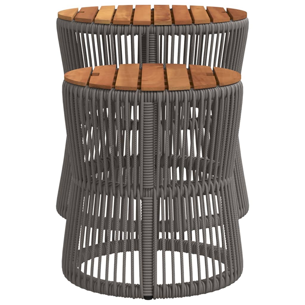 vidaXL Patio Side Tables 2 pcs with Wooden Top Beige Poly Rattan