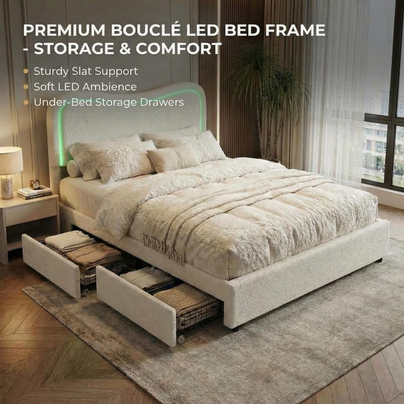 1 box of other materials LED lambswool double drawer bed