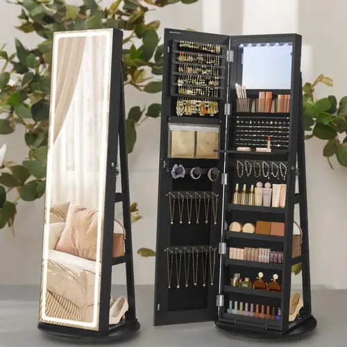 standing jewelry cabinet lockable with full length adjustable led lights space saving organizer room decor perfect gift for teacher women brides travel enthusiasts spring wedding birthday mothers day storage solution