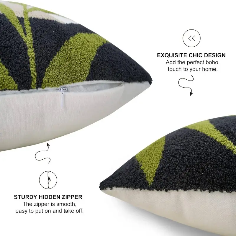 boho pillow covers 20x20 tufted modern throw pillow covers abstract leaf pillow cover bohemian aesthetic boho pillows decorative large pillows couch bed sofa living room 1pc Product details 3