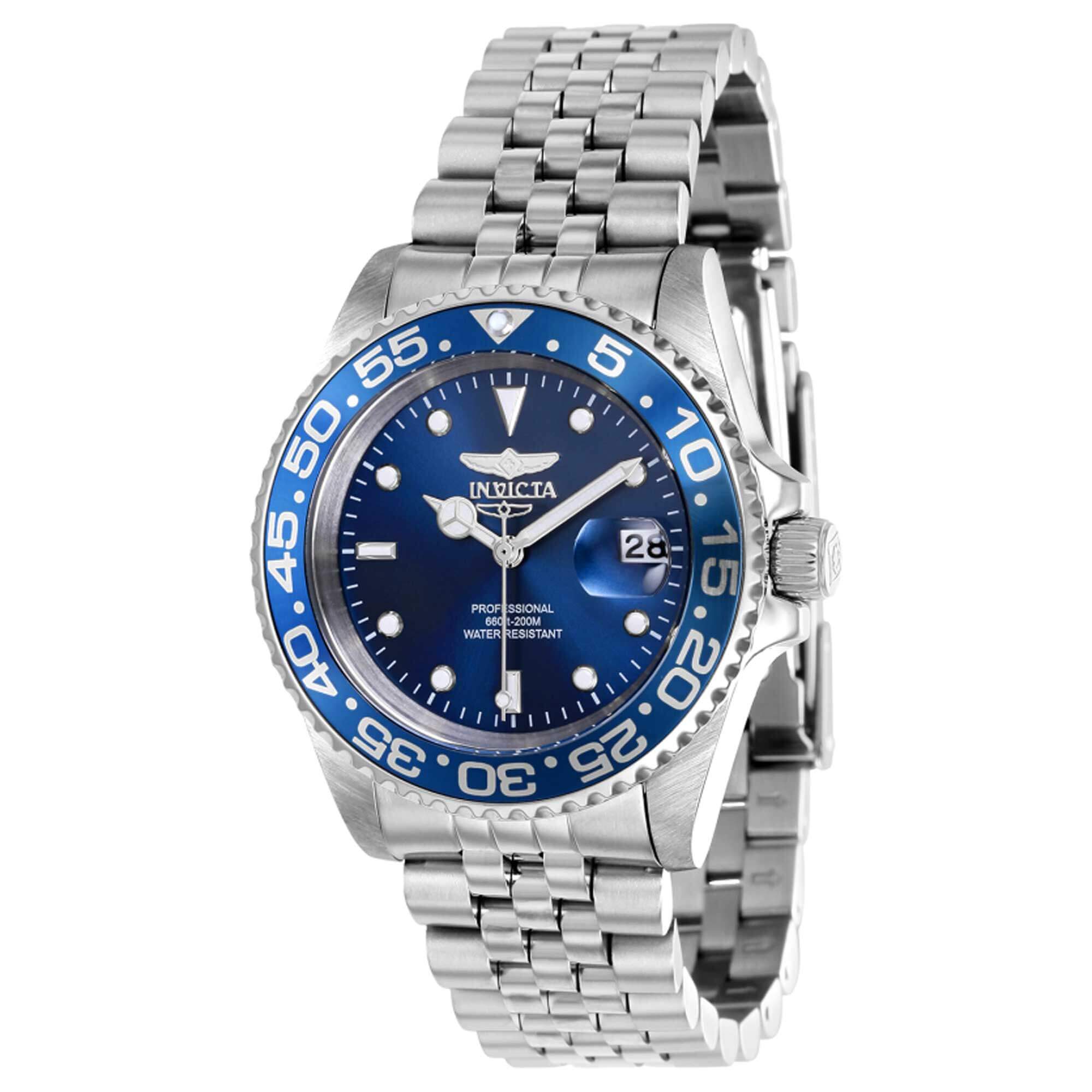Invicta Pro Diver Women's Watch, Silver Tone with Blue Bezel