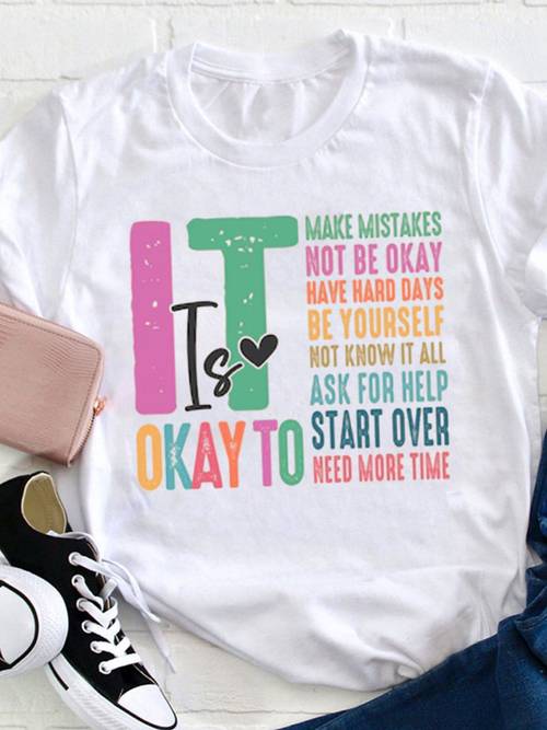 okay to time teacher t shirt womens casual round neck t shirt