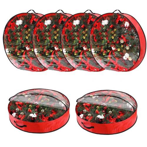 6 pack waterproof christmas wreath storage bags clear pvc pe material with sturdy handles and zippers durable organizer for holiday seasonal dr