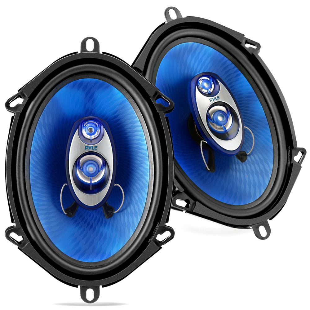 TEMU Pl573bl 5 X 7 Inch And 6 X 8 Inch Three-way Car Speakers Pair, Compact Vehicle Audio Replacement Speakers With Poly Injection Cone, Butyl Rubber