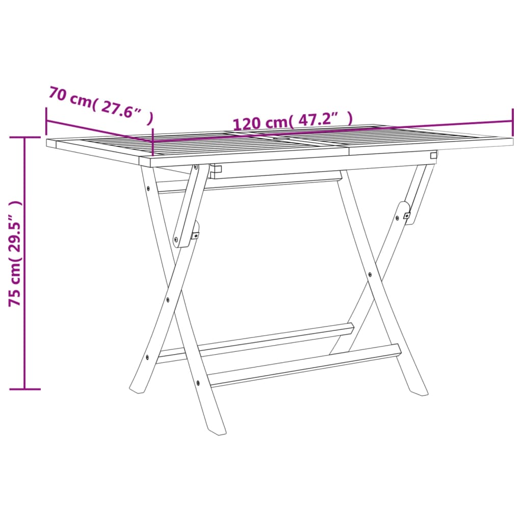 vidaXL Outdoor Dining Table Folding Table Garden Furniture Solid Wood Teak