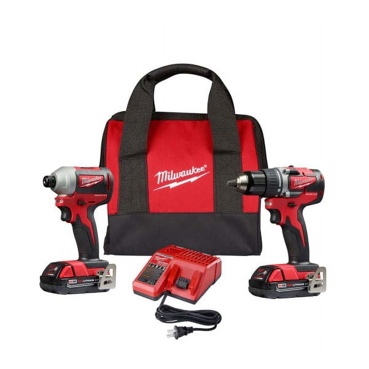   m18 18 volt lithium ion brushless cordless compact drill impact combo kit 2 tool w 2 2 0ah batteries charger bag