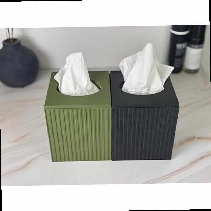 tissue box cover square facial tissue holder storage for bathroom vanity countertops dressers night stand parlors and offices fluted 1 black Product details 3