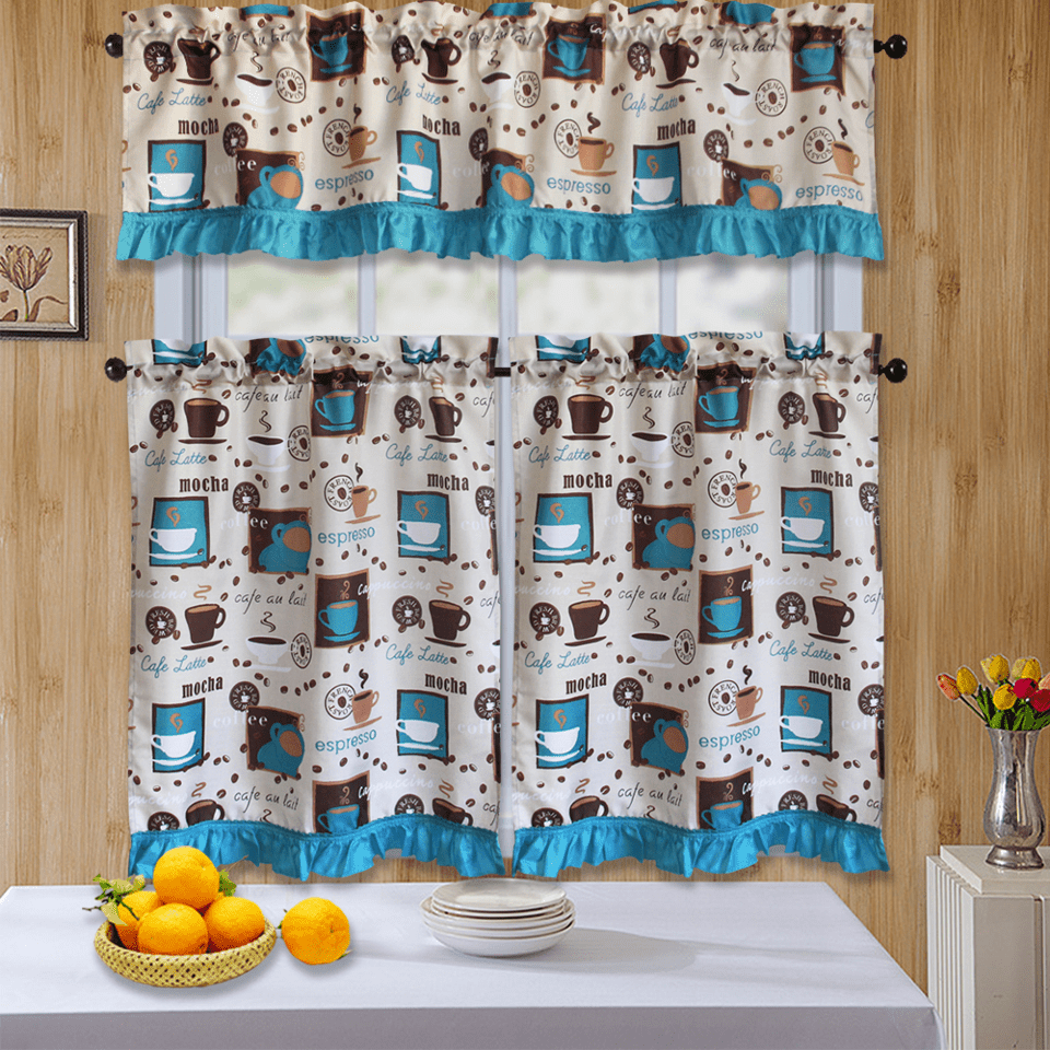 Bt589-d46 3pc Kitchen Curtain