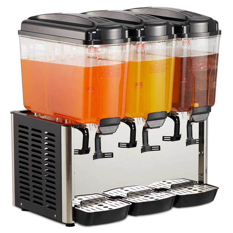 commercial cold beverage dispenser   serve   drinks with 2 tanks 14 25 gallon capacity stainless steel build   and 250w power