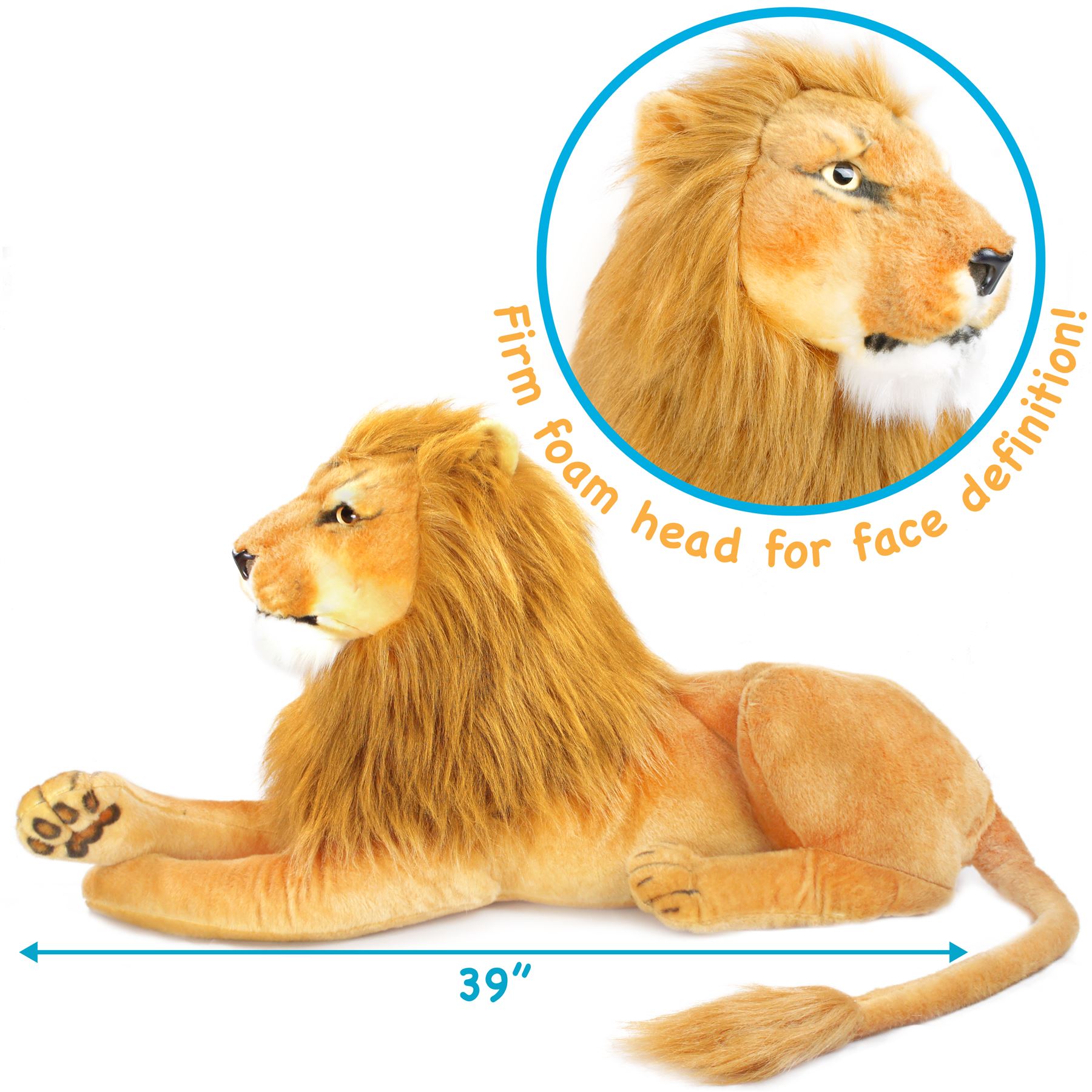 Lasodo The Lion - 39 Inch Stuffed Animal Plush - By Viahart