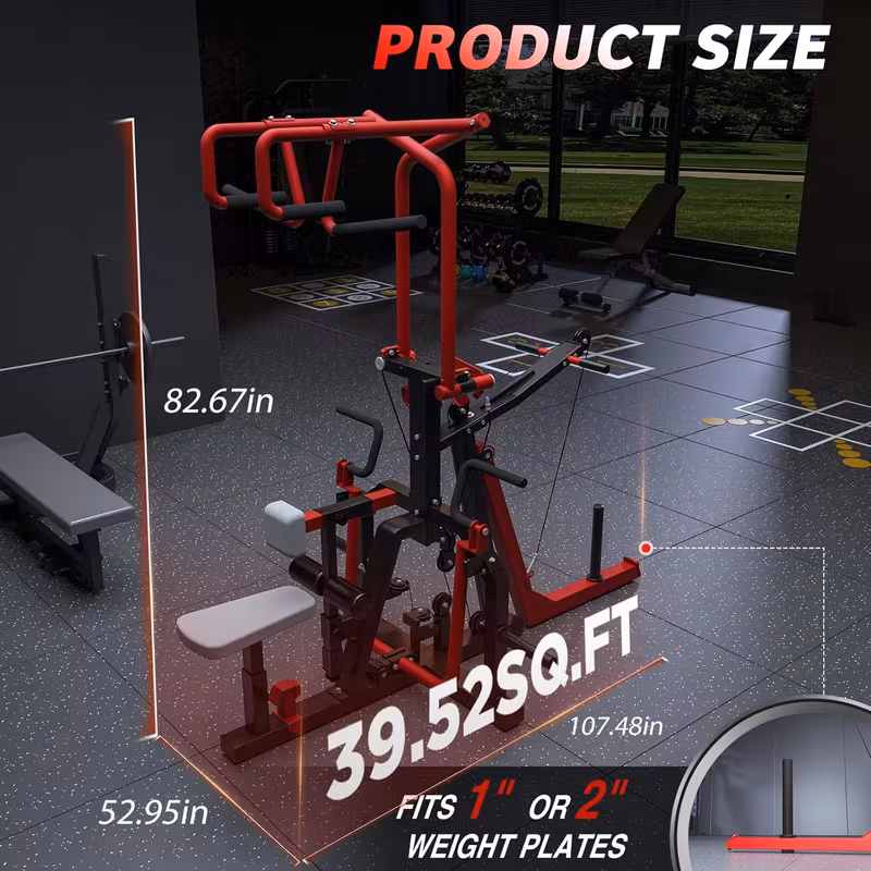 3 in 1 lat pull down seated row tricep machine back workout plate loaded machine lat tower with cable row attachment home gym pulley system machine Product details 4