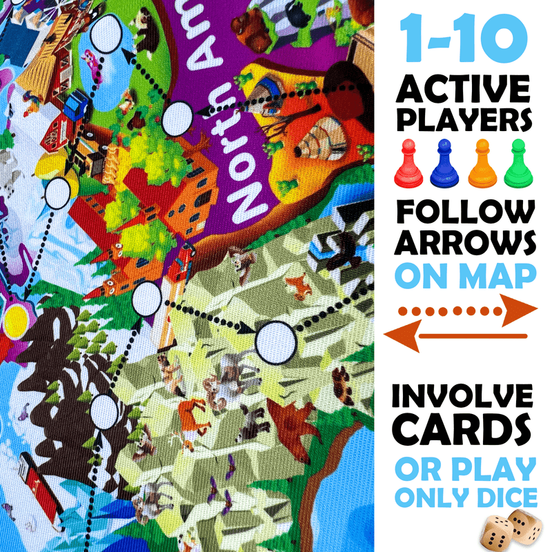 QUOKKA Board Game 1 to 10 Players - Learning, Educational - Geography, World - 100 Question Cards, Top Facts - Kids, Teens, Adults, Family