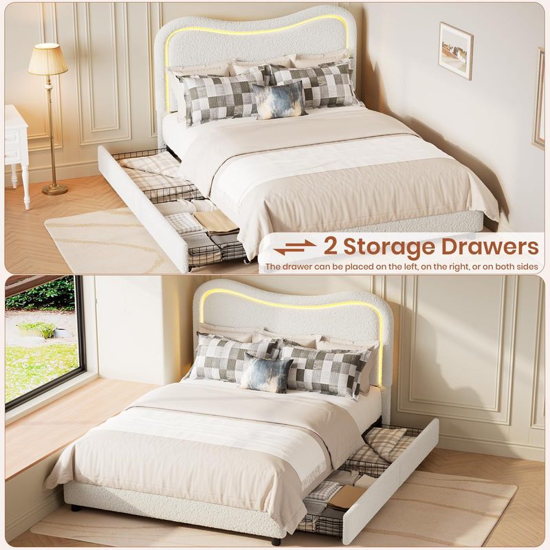 1 box of other materials LED lambswool double drawer bed
