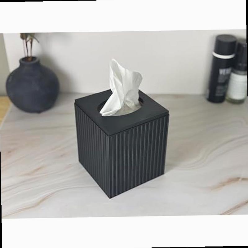 tissue box cover square facial tissue holder storage for bathroom vanity countertops dressers night stand parlors and offices fluted 1 black Product details 2